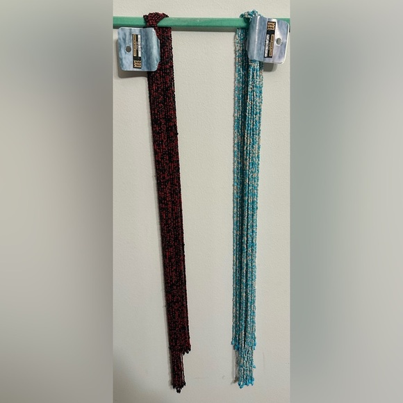 Seed bead scarf x2 red and black, blue and white Y2K 
Handmade Festival boho - Picture 6 of 9